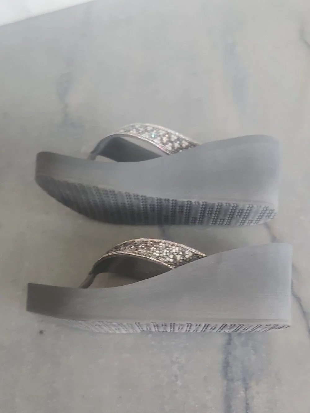 Yellow Box Silver Jeweled Wedge Sandals